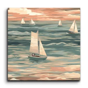 Tranquil Seascape with Graceful Sailboats