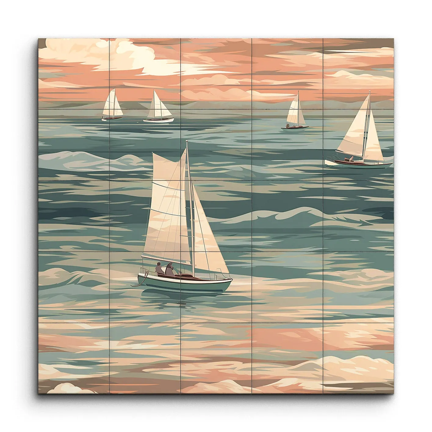 Tranquil Seascape with Graceful Sailboats