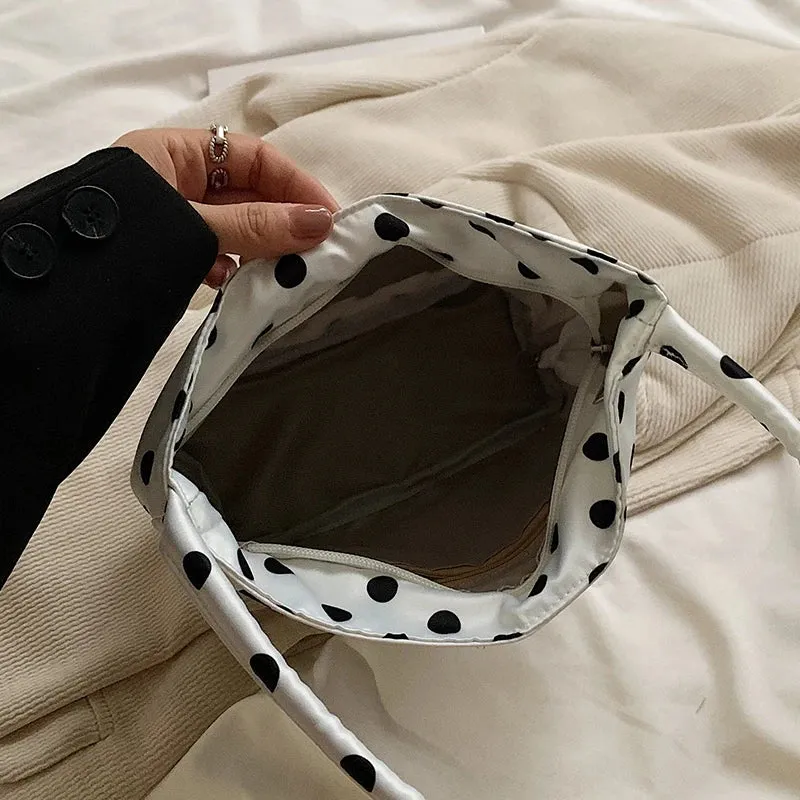 Uakiss 1pcs pure color polka dot shoulder bag fashion armpit bag bucket bag comes with pendant
