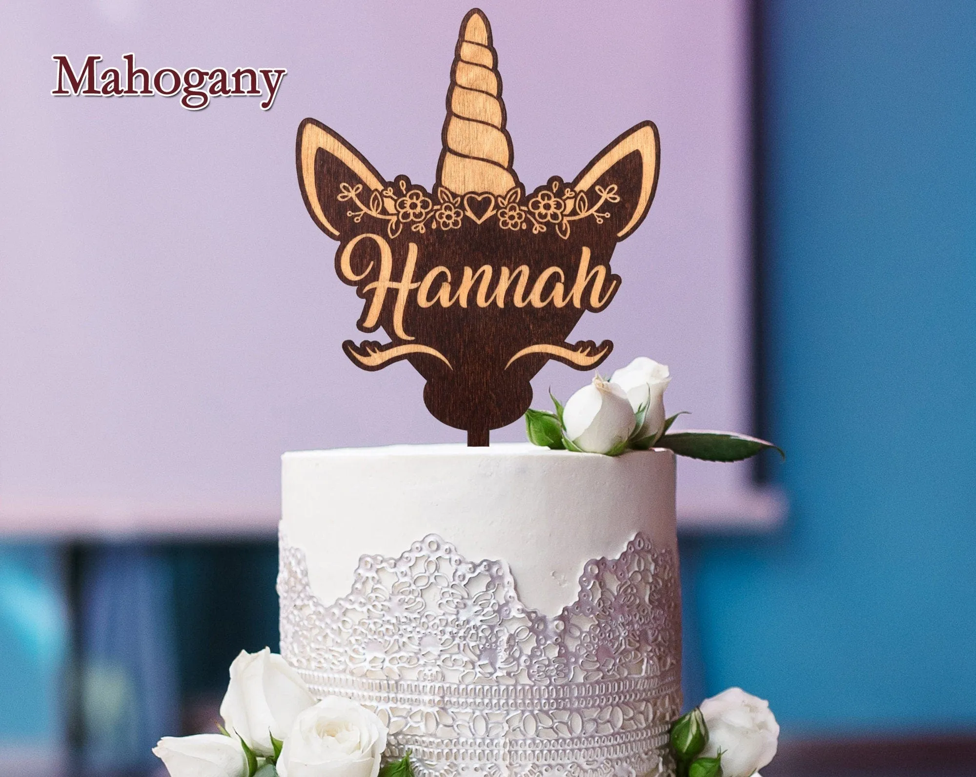 Unicorn Cake Topper Personalized Cupcake Happy Birthday Party Decorations Favors for Baby's First Girsl Boys Gender Reveal Mom to be gift
