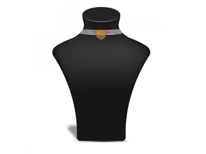 Unique 22k Choker Necklace With Yellow Beads And Intricate Craftsmanship