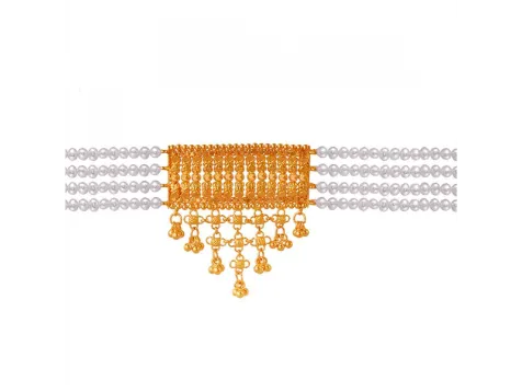 Unique 22k Choker Necklace With Yellow Beads And Intricate Craftsmanship
