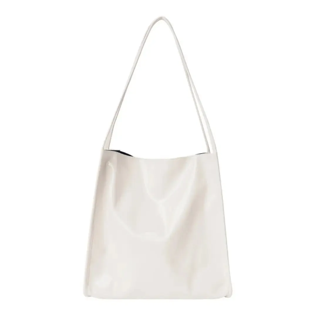VAIGE Vintage Patent Leather Casual Tote Handbag - Large Capacity Shoulder Bag with Zipper Pocket