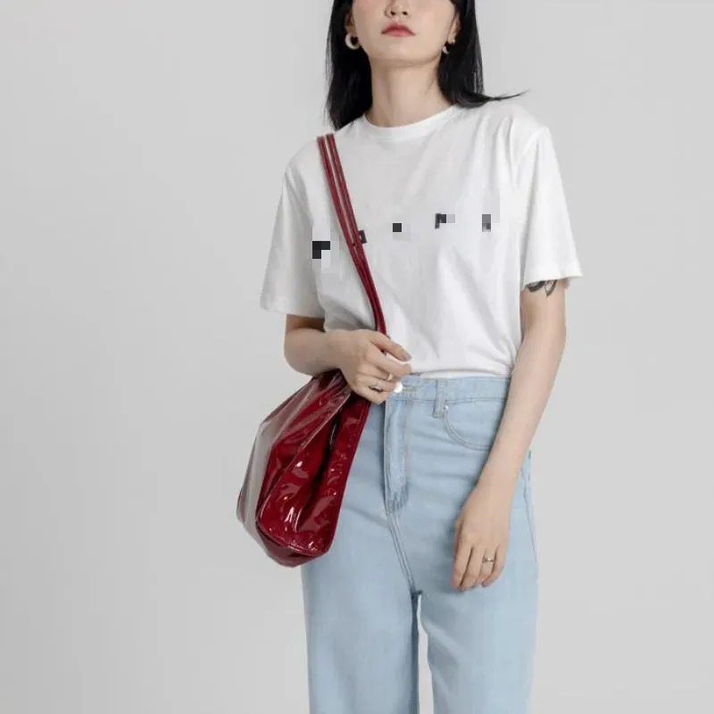VAIGE Vintage Patent Leather Casual Tote Handbag - Large Capacity Shoulder Bag with Zipper Pocket