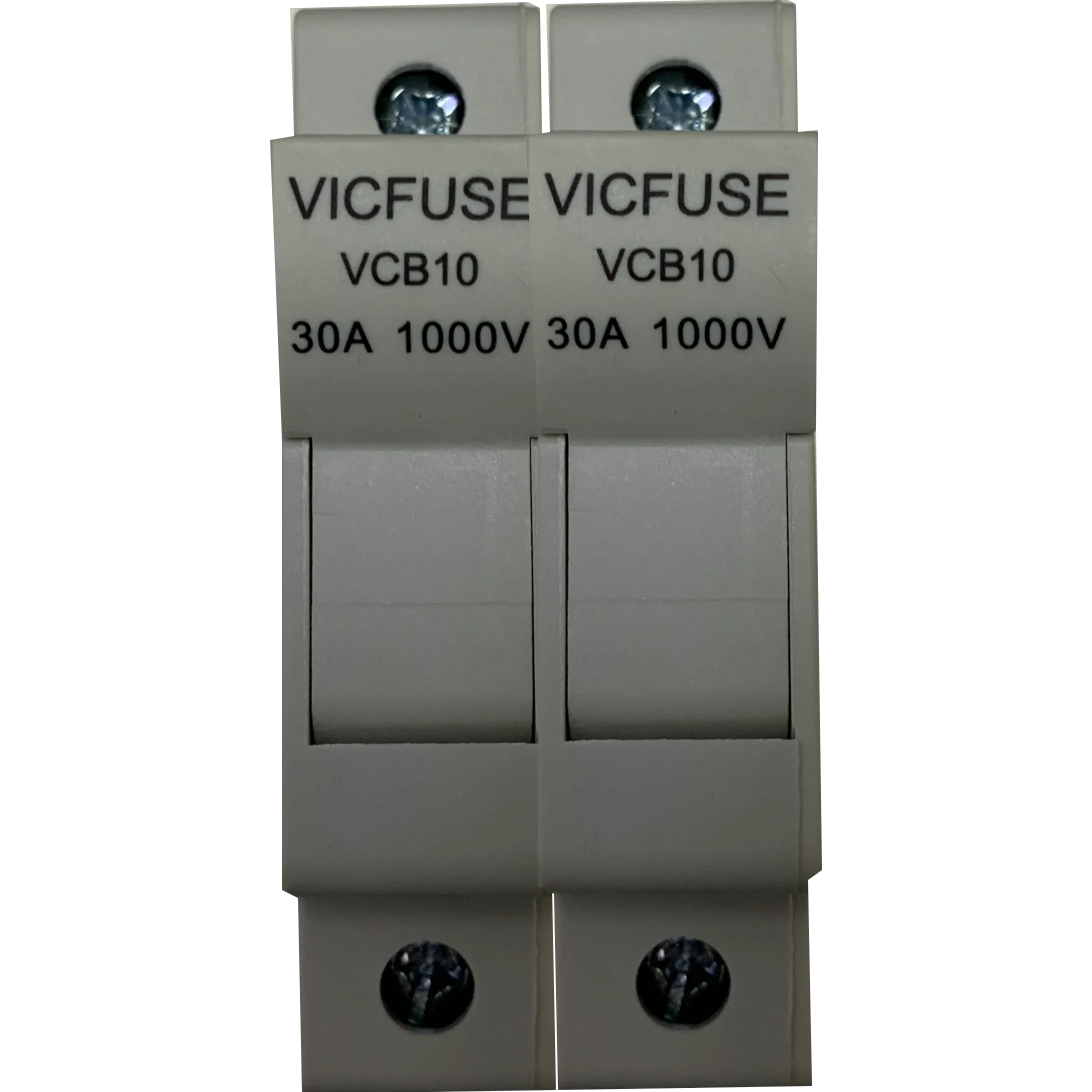 VCB10-30 2P 1000V, DIN Rail Mount Fuse Holder Two Pole for 10.3 x 38mm, 1000VDC Solar gPV Fuse