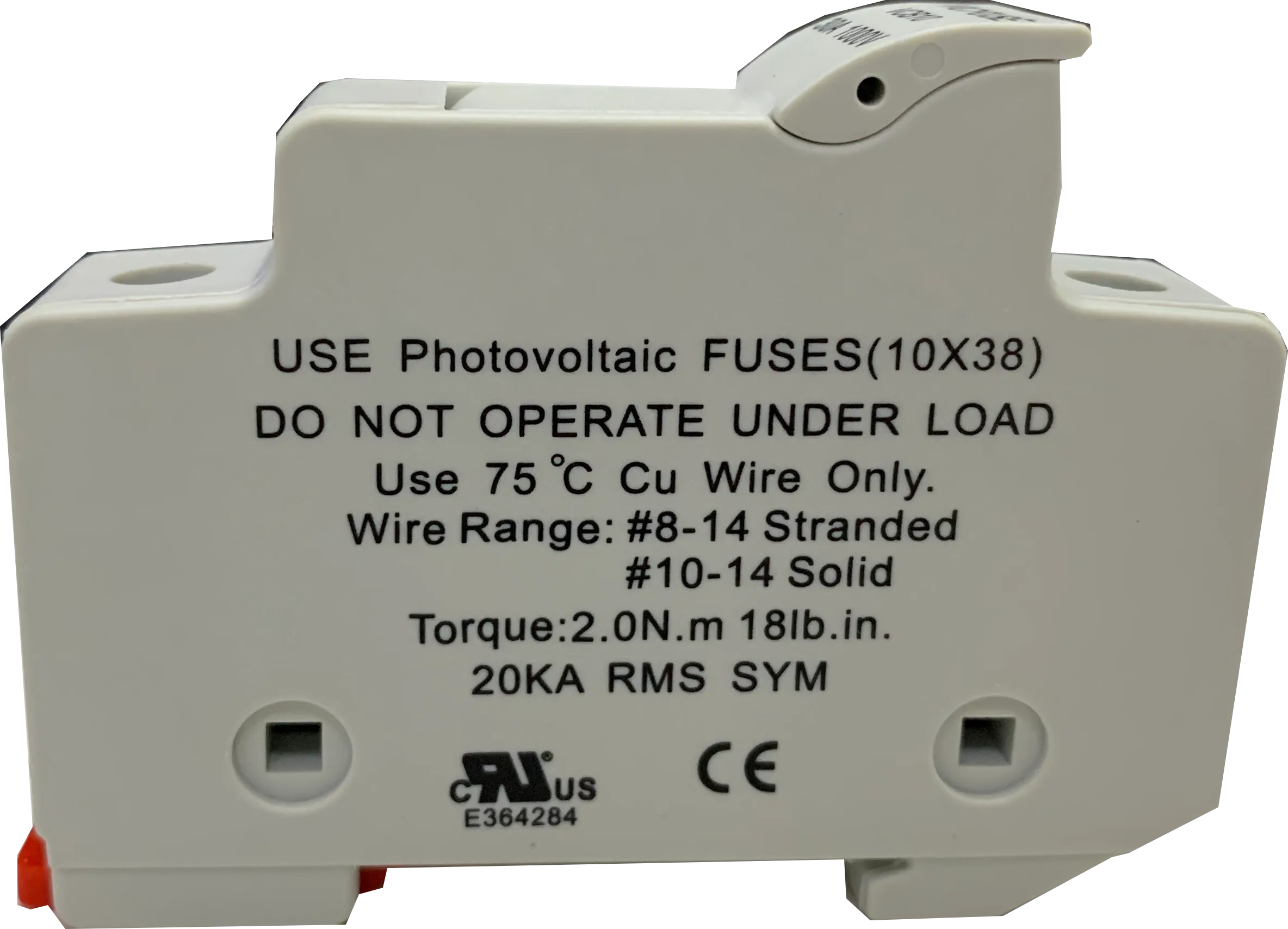 VCB10-30 2P 1000V, DIN Rail Mount Fuse Holder Two Pole for 10.3 x 38mm, 1000VDC Solar gPV Fuse