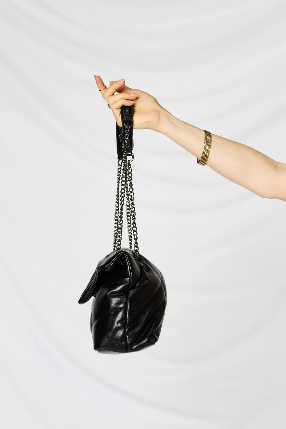 Vegan Leather QuiltedChain Handbag