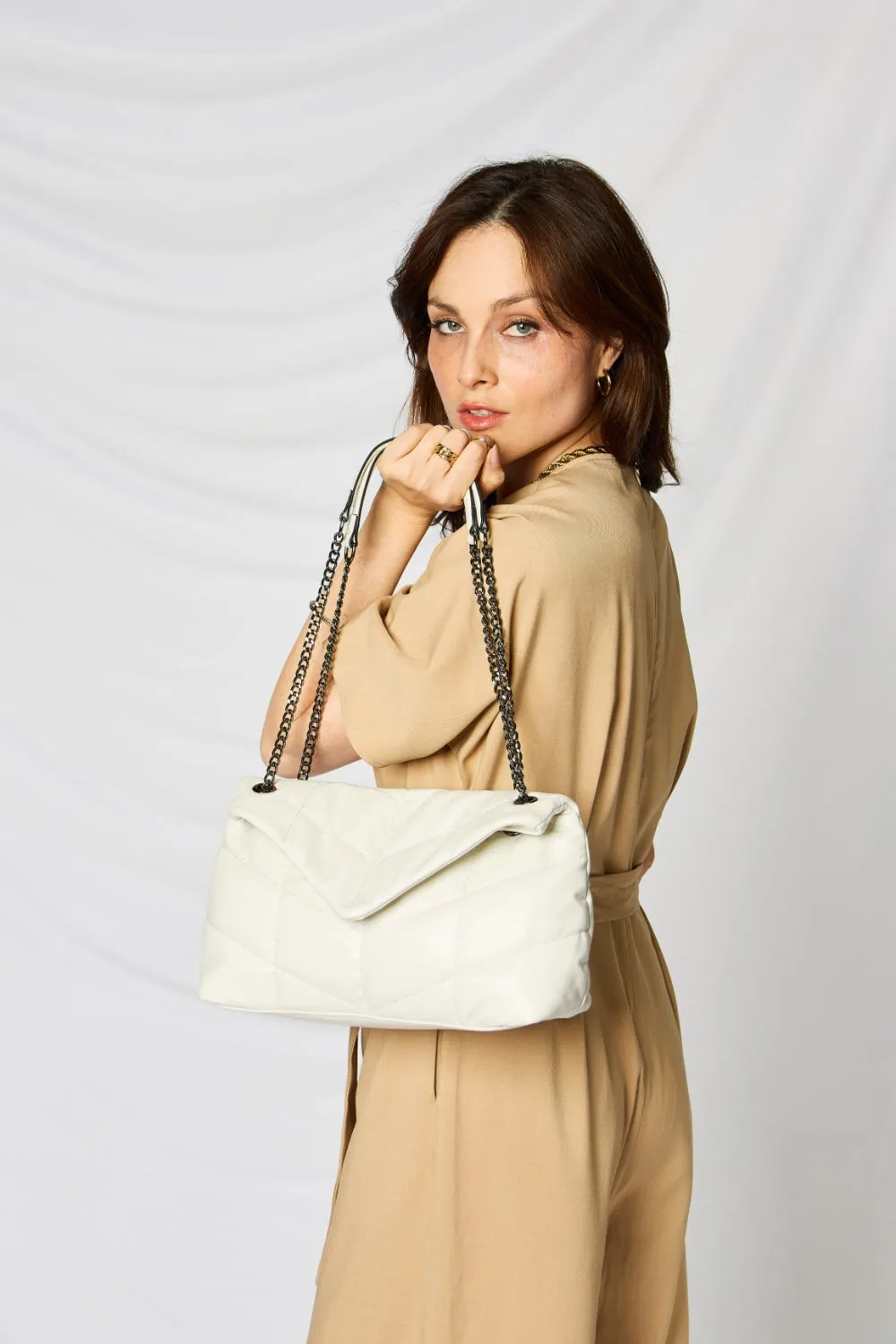 Vegan Leather QuiltedChain Handbag