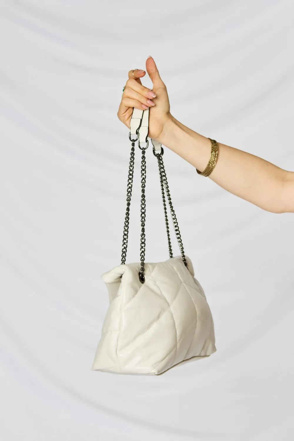 Vegan Leather QuiltedChain Handbag