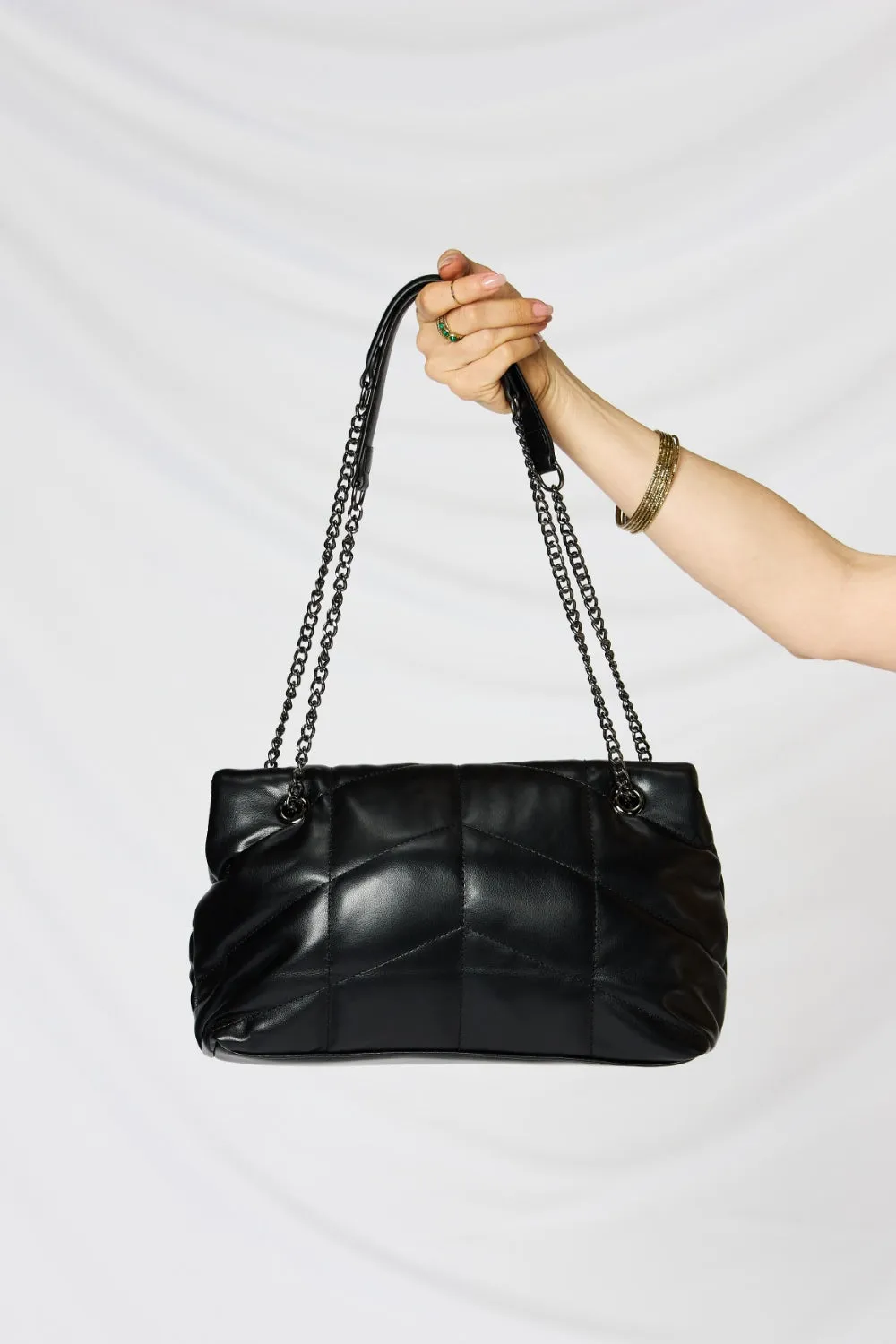 Vegan Leather QuiltedChain Handbag