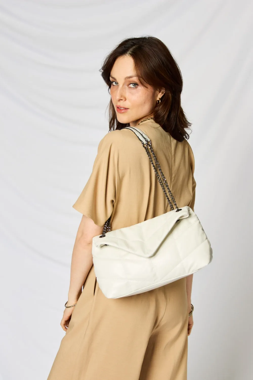 Vegan Leather QuiltedChain Handbag