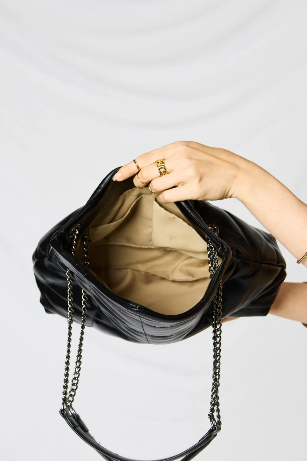 Vegan Leather QuiltedChain Handbag