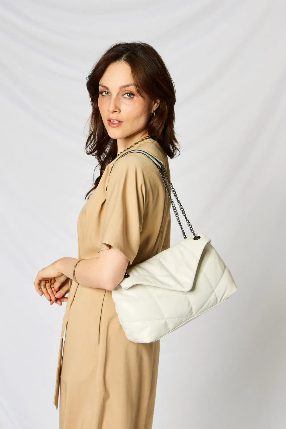 Vegan Leather QuiltedChain Handbag