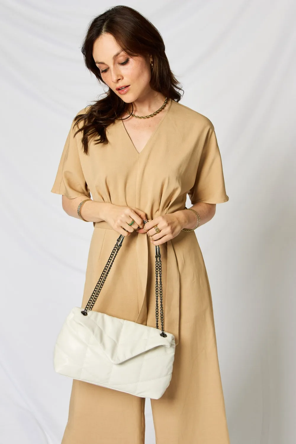 Vegan Leather QuiltedChain Handbag