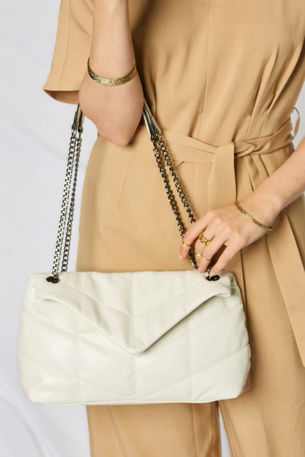 Vegan Leather QuiltedChain Handbag