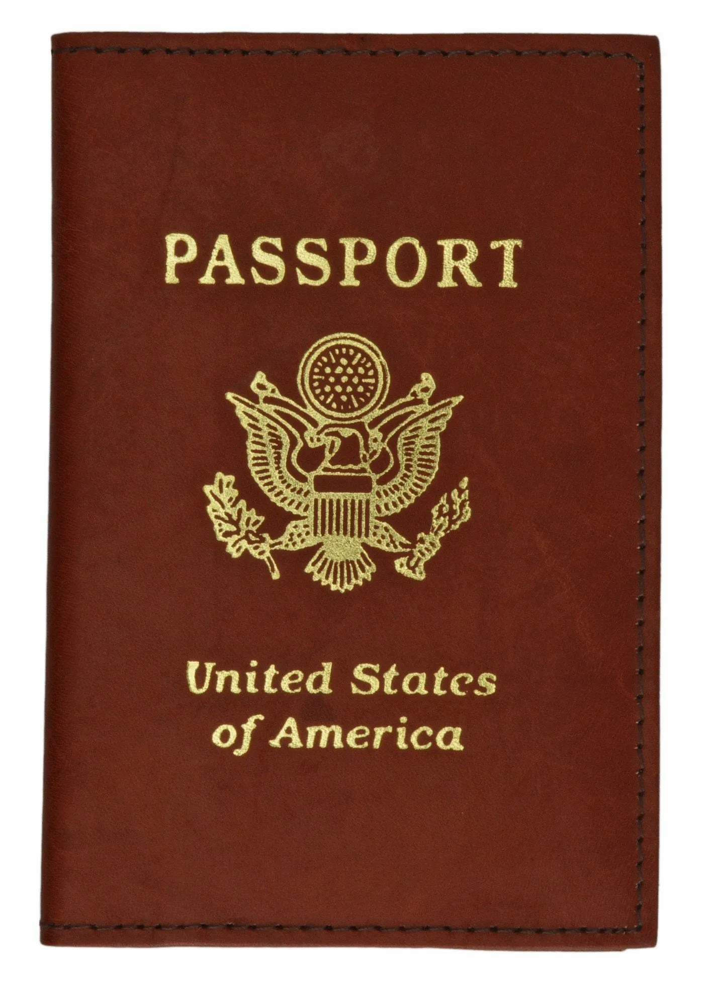 Vegan Leather USA Logo Passport Holder - Orange