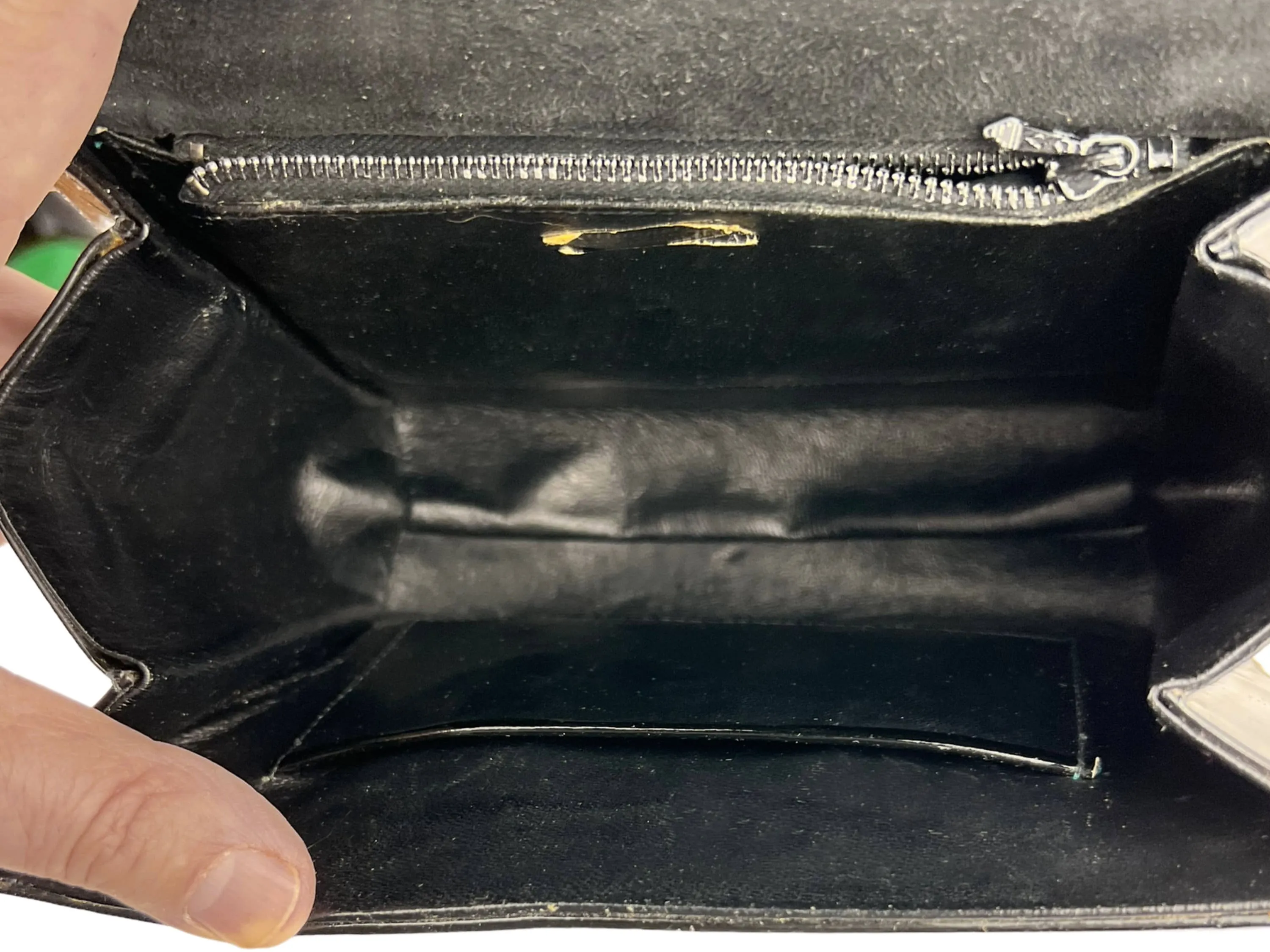 Vintage 1960s Italian Handbag Purse Black Patent Leather Mannelli Florence - VFG