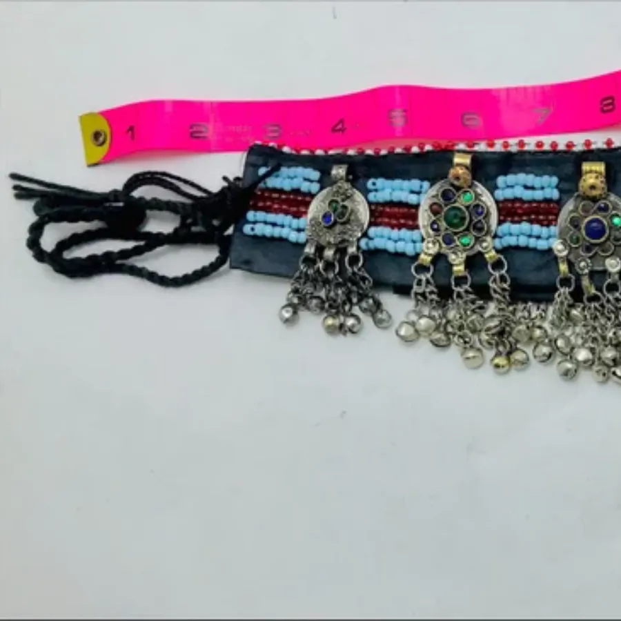 Vintage Kuchi Belt, Tribal Big Pendant and Coins
