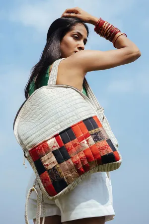 White Godhadi Patchwork Silk Bag