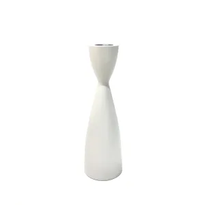 White Wooden Candle Holder -  7.5"
