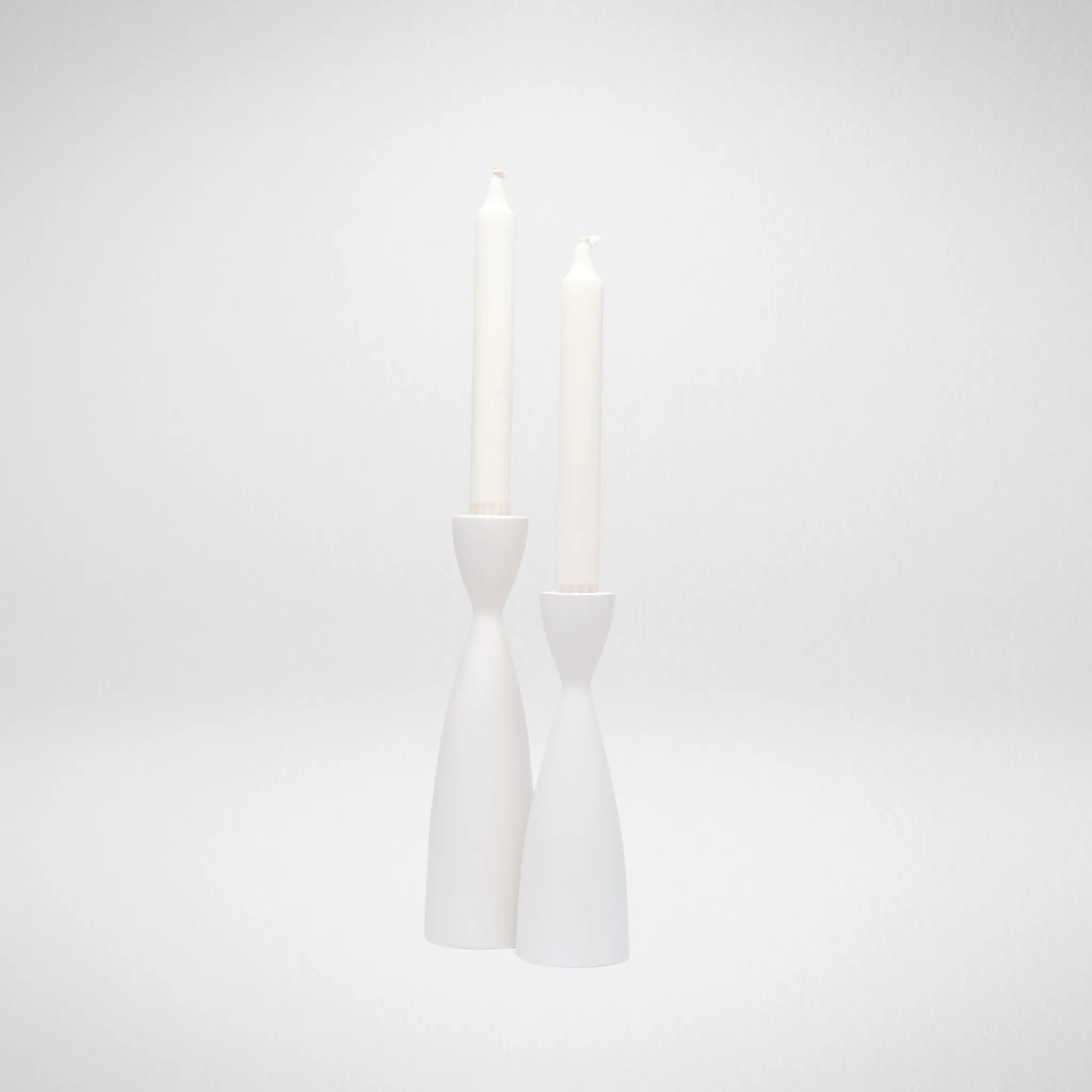 White Wooden Candle Holder -  7.5"