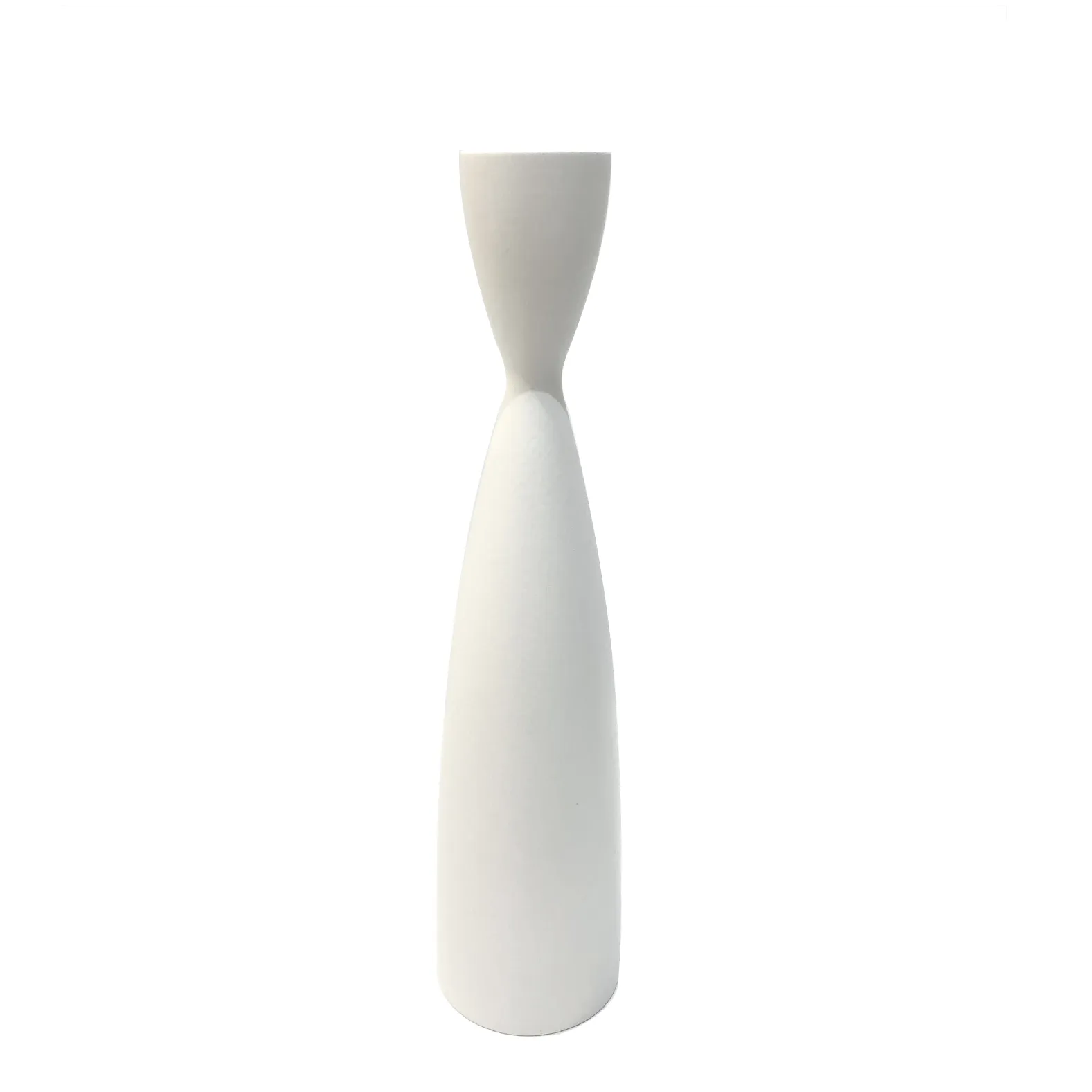 White Wooden Candle Holder -  9"