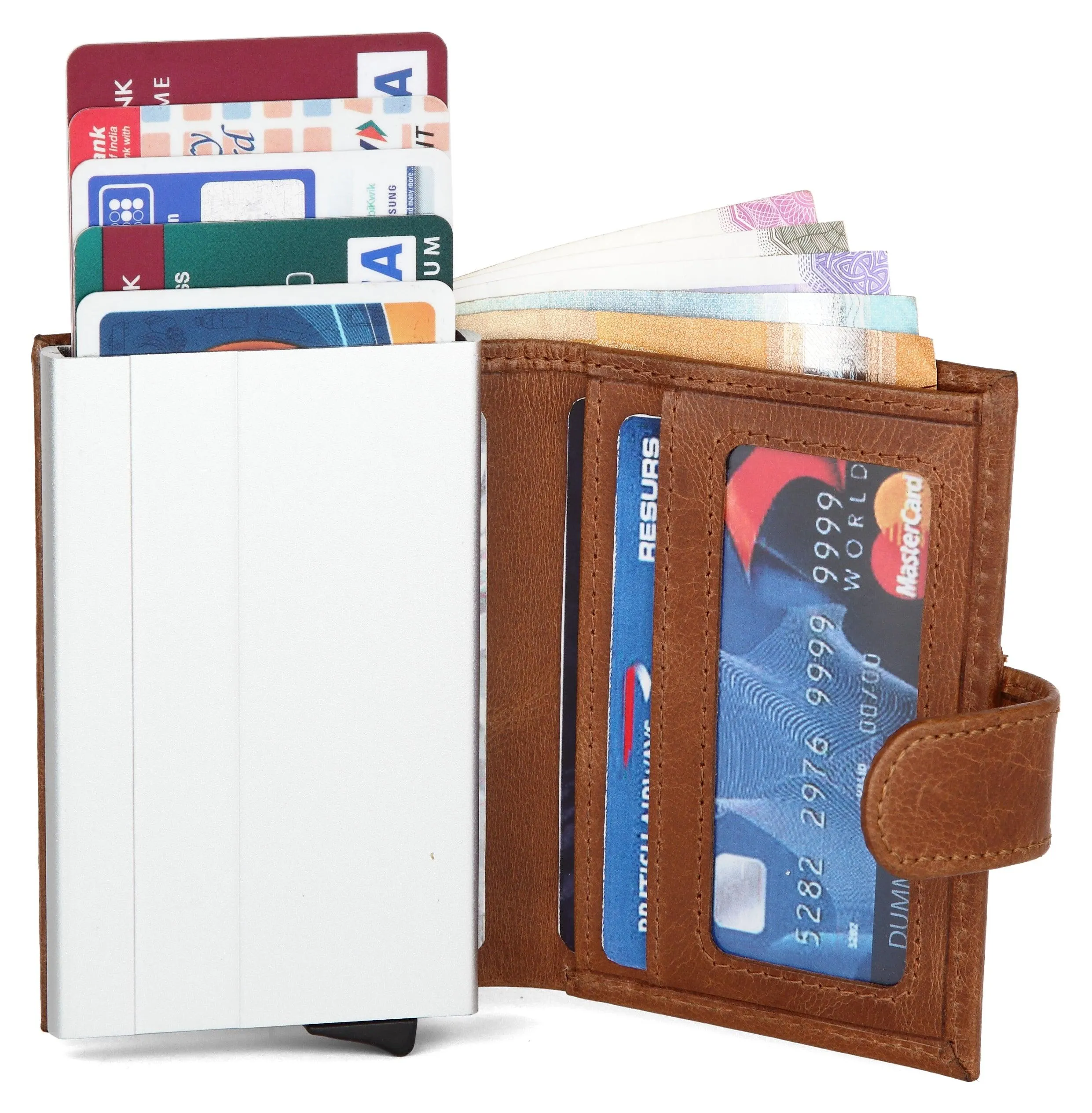WildHorn® RFID Protected Unisex Genuine Leather Card Holder Crunch