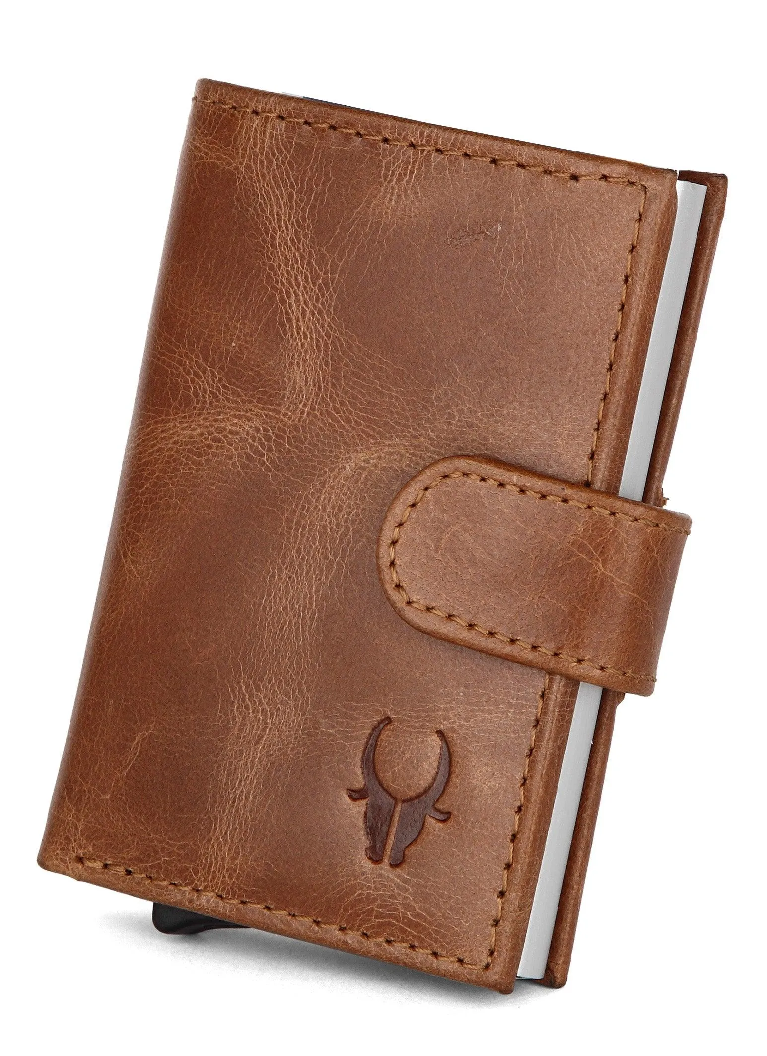 WildHorn® RFID Protected Unisex Genuine Leather Card Holder Crunch