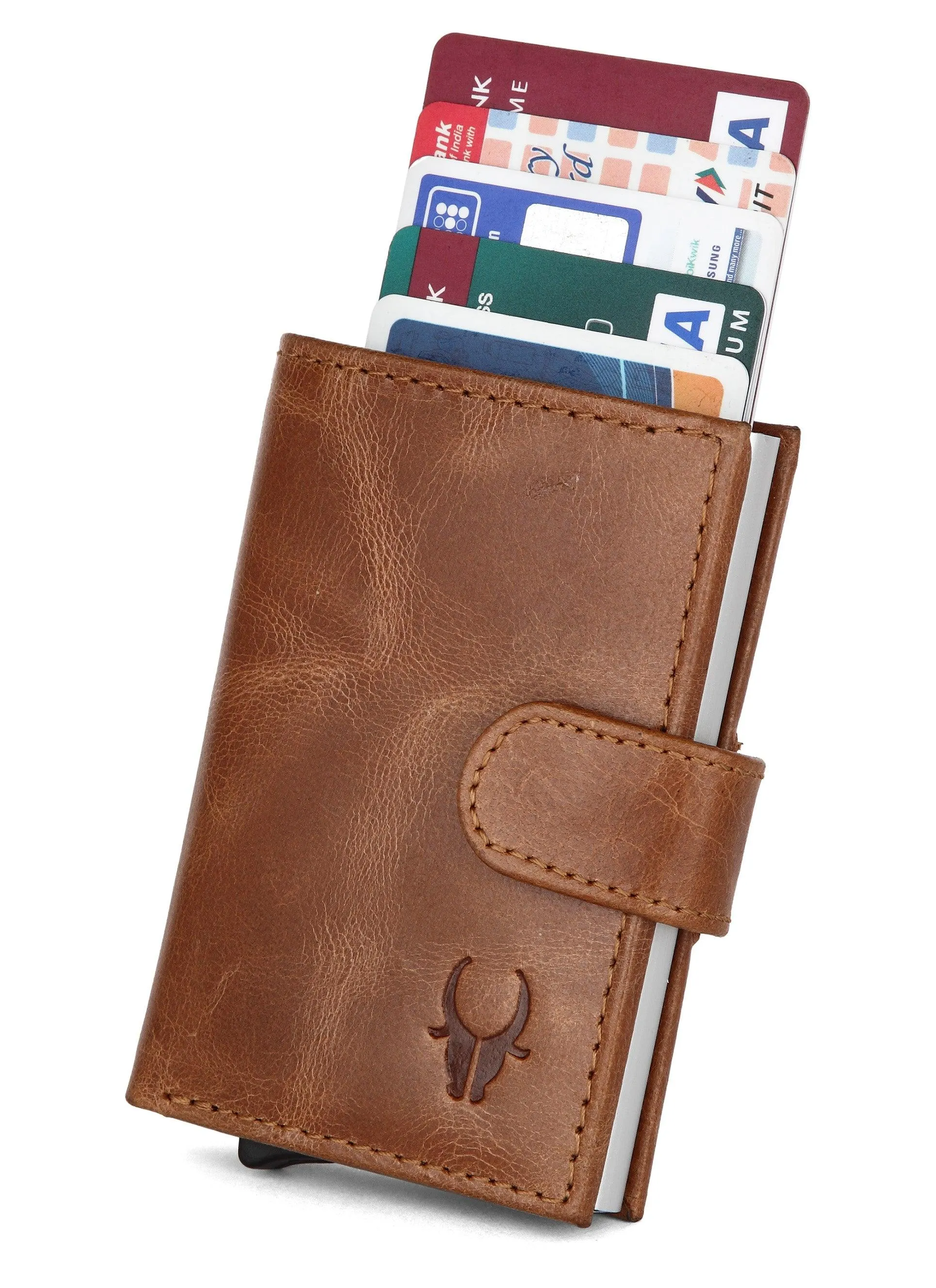 WildHorn® RFID Protected Unisex Genuine Leather Card Holder Crunch