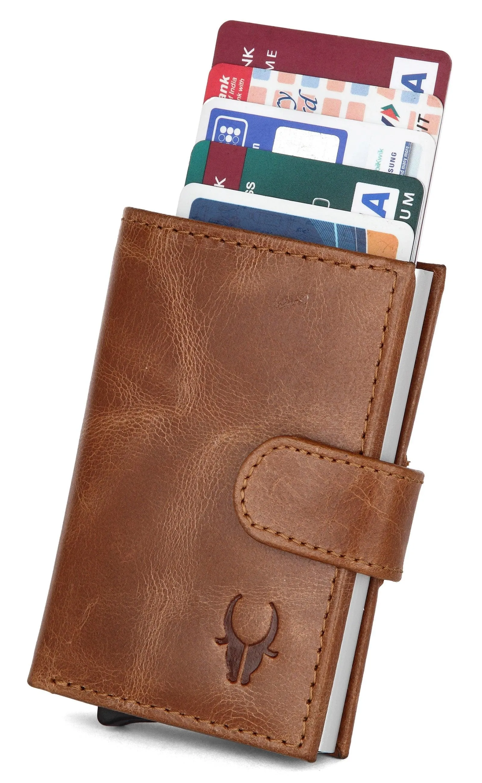 WildHorn® RFID Protected Unisex Genuine Leather Card Holder Crunch