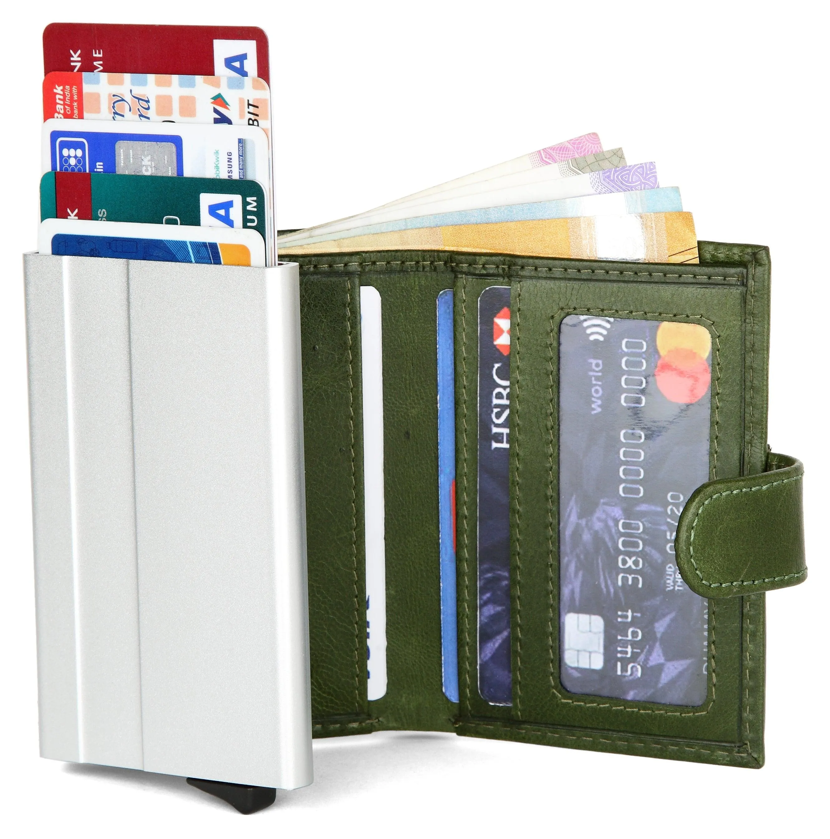 WildHorn® RFID Protected Unisex Genuine Leather Card Holder Crunch