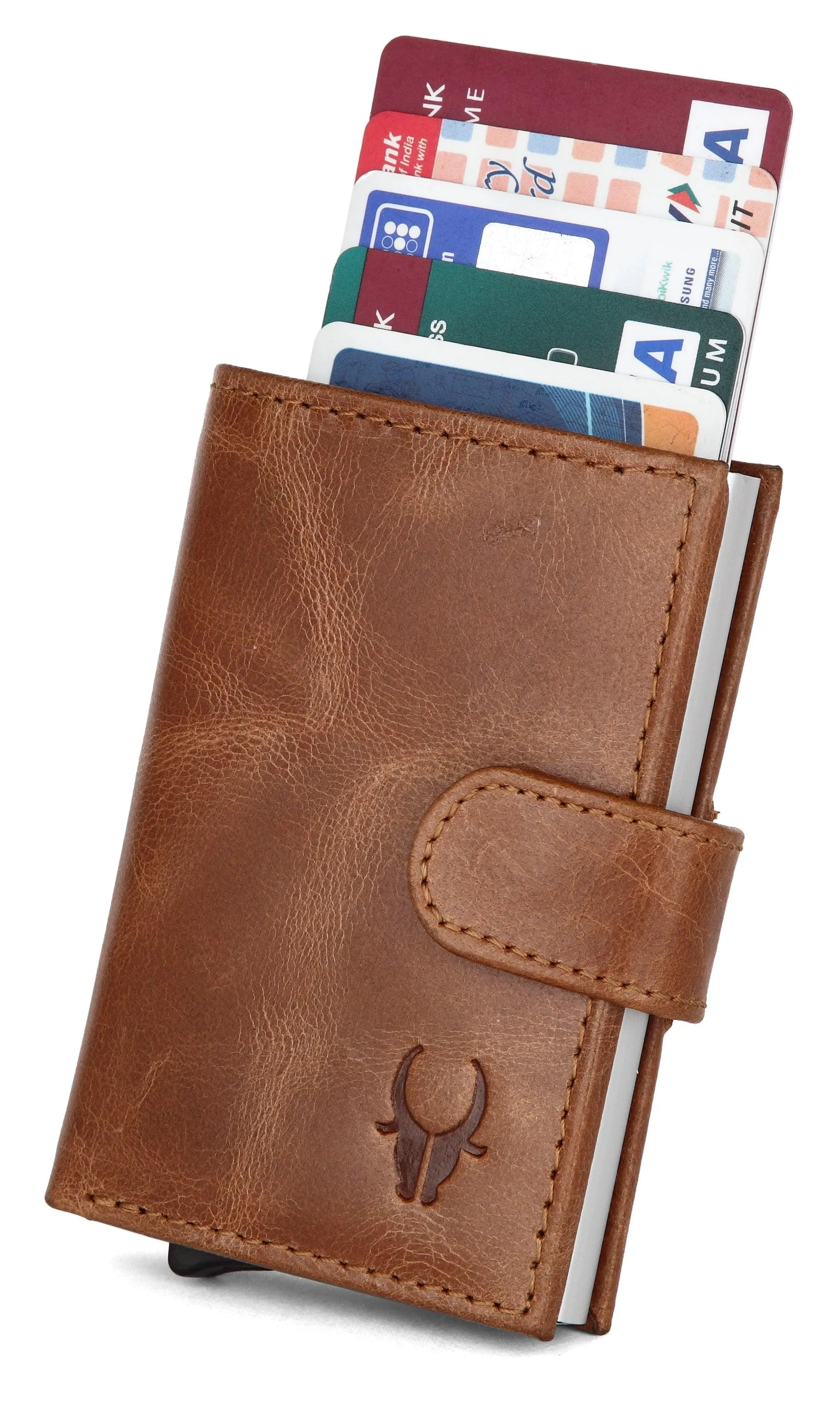 WildHorn® RFID Protected Unisex Genuine Leather Card Holder Crunch