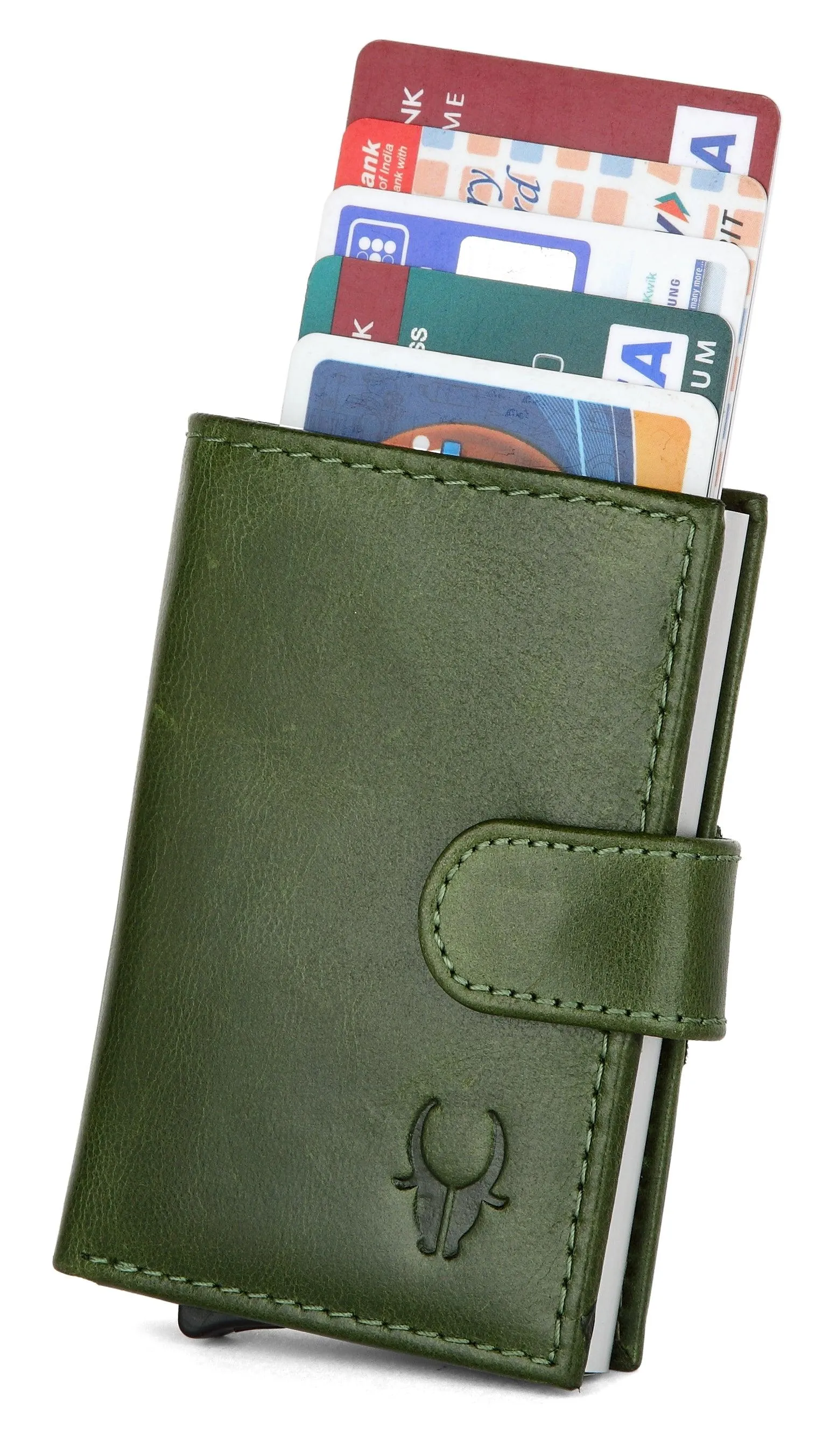 WildHorn® RFID Protected Unisex Genuine Leather Card Holder Crunch
