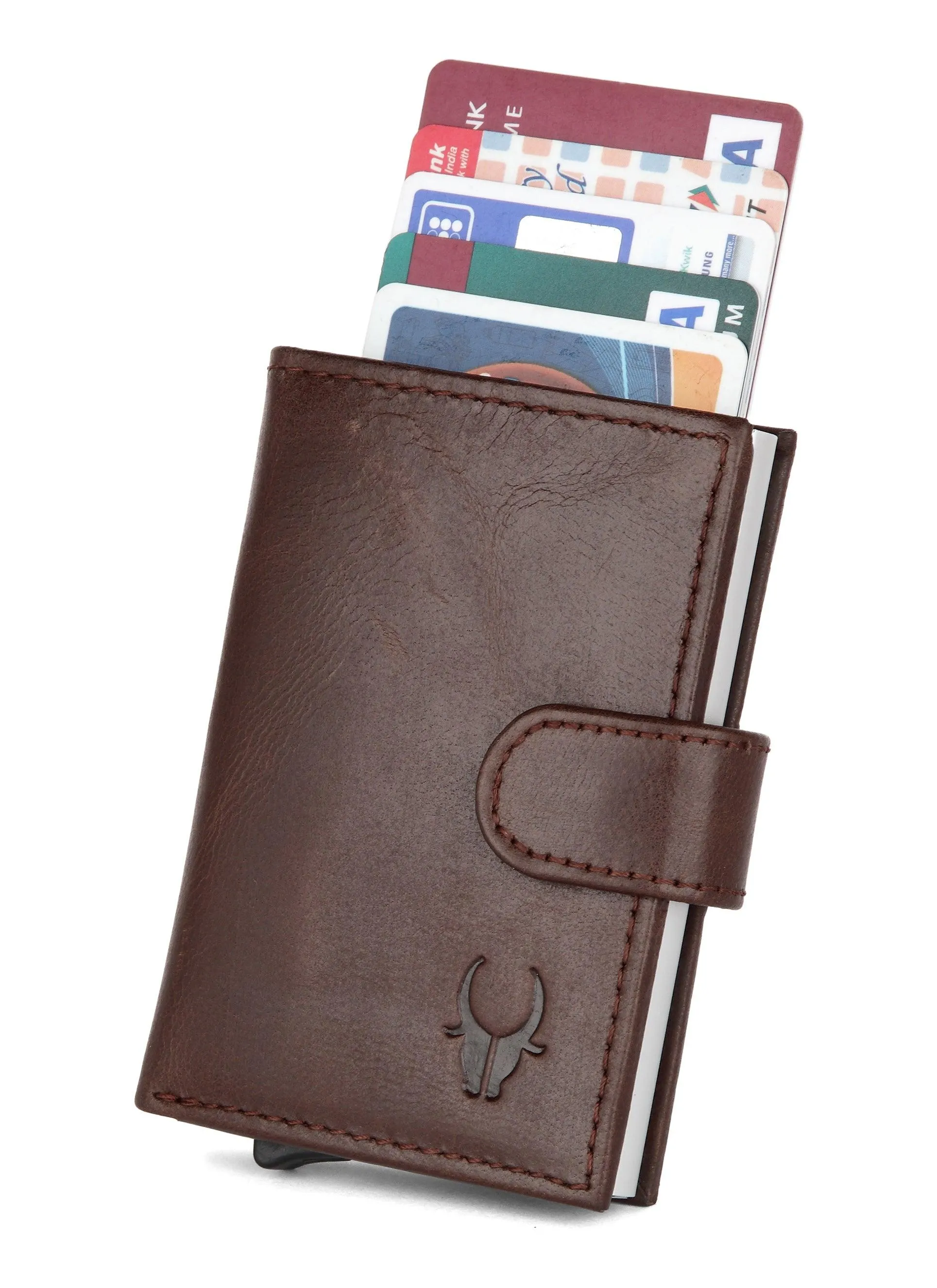 WildHorn® RFID Protected Unisex Genuine Leather Card Holder Crunch