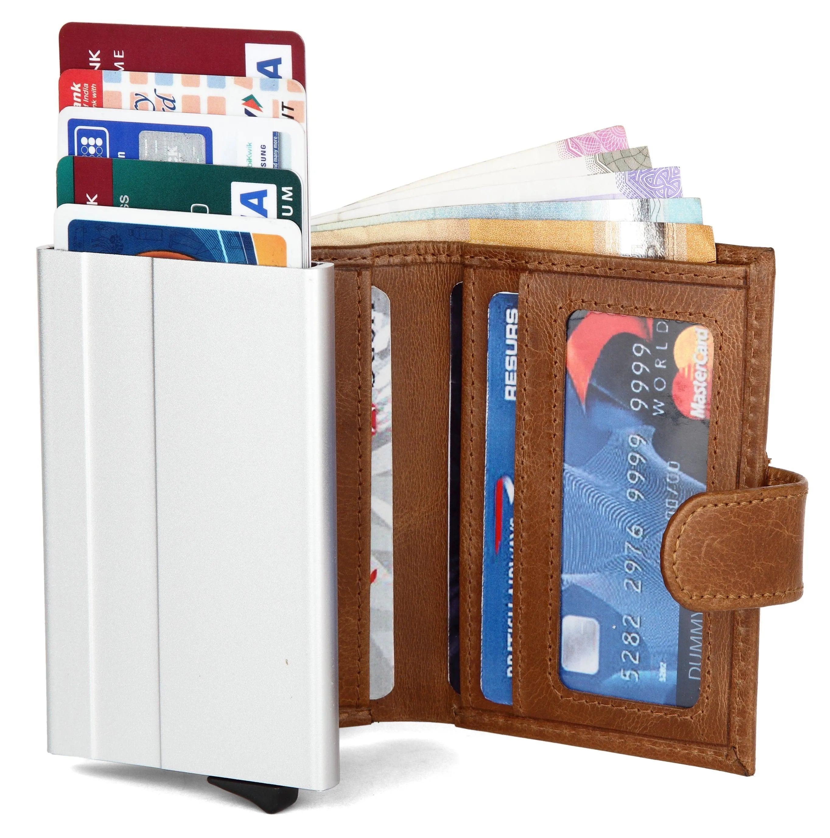 WildHorn® RFID Protected Unisex Genuine Leather Card Holder Crunch