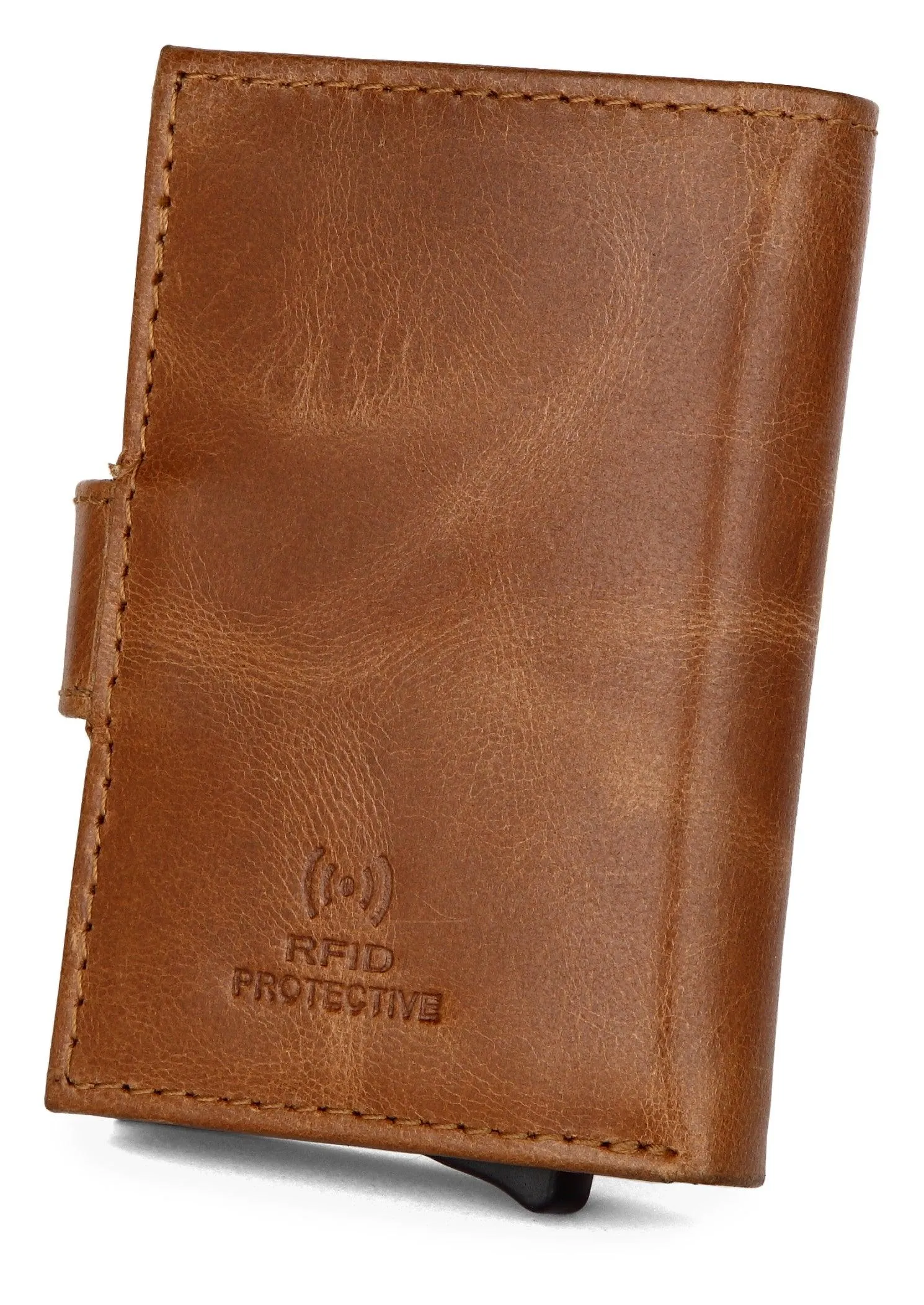 WildHorn® RFID Protected Unisex Genuine Leather Card Holder Crunch