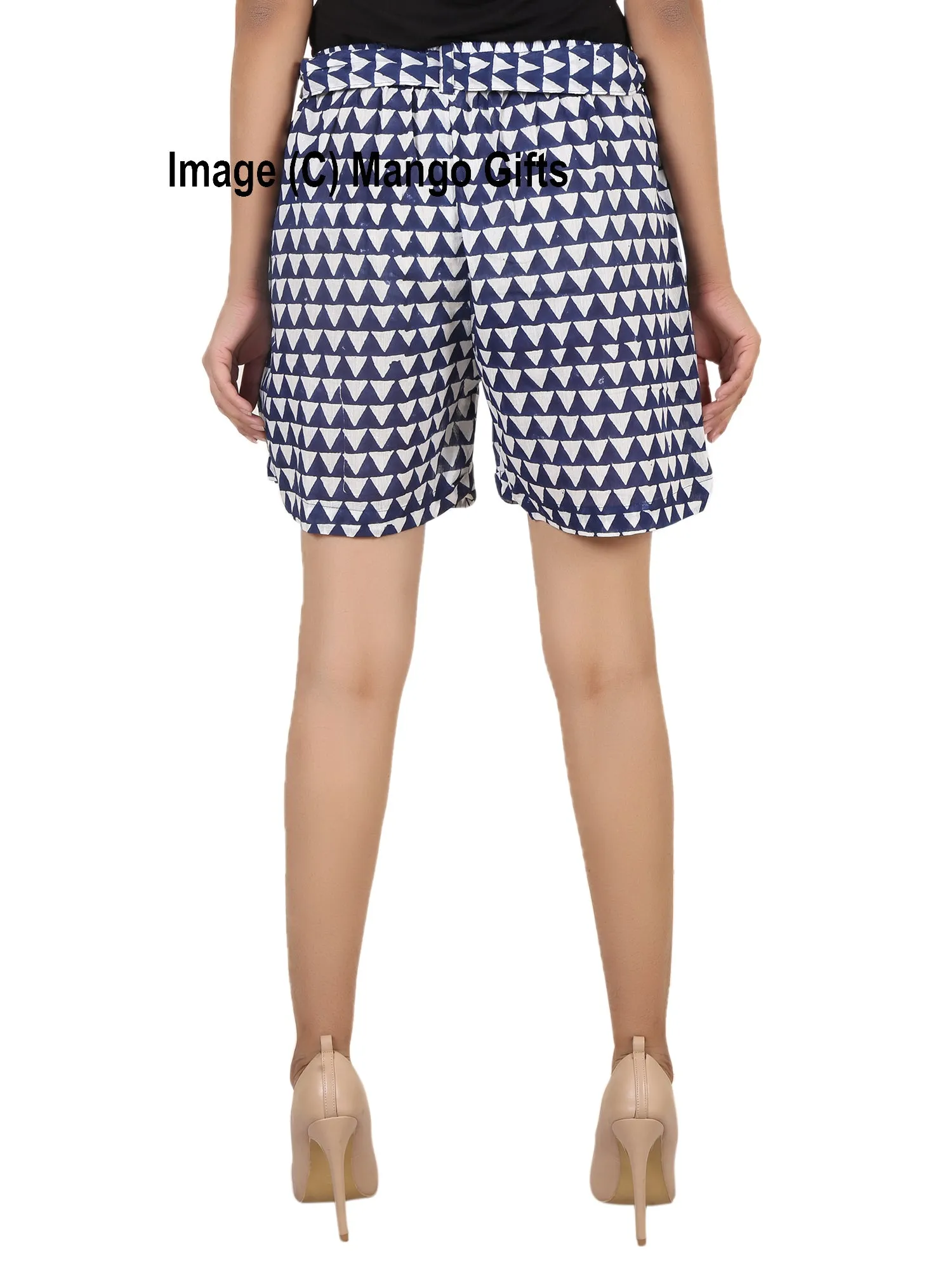 Women Hand Block Print Night Shorts Summer Shorts 100%Cotton Floral Printed Elastic Waist