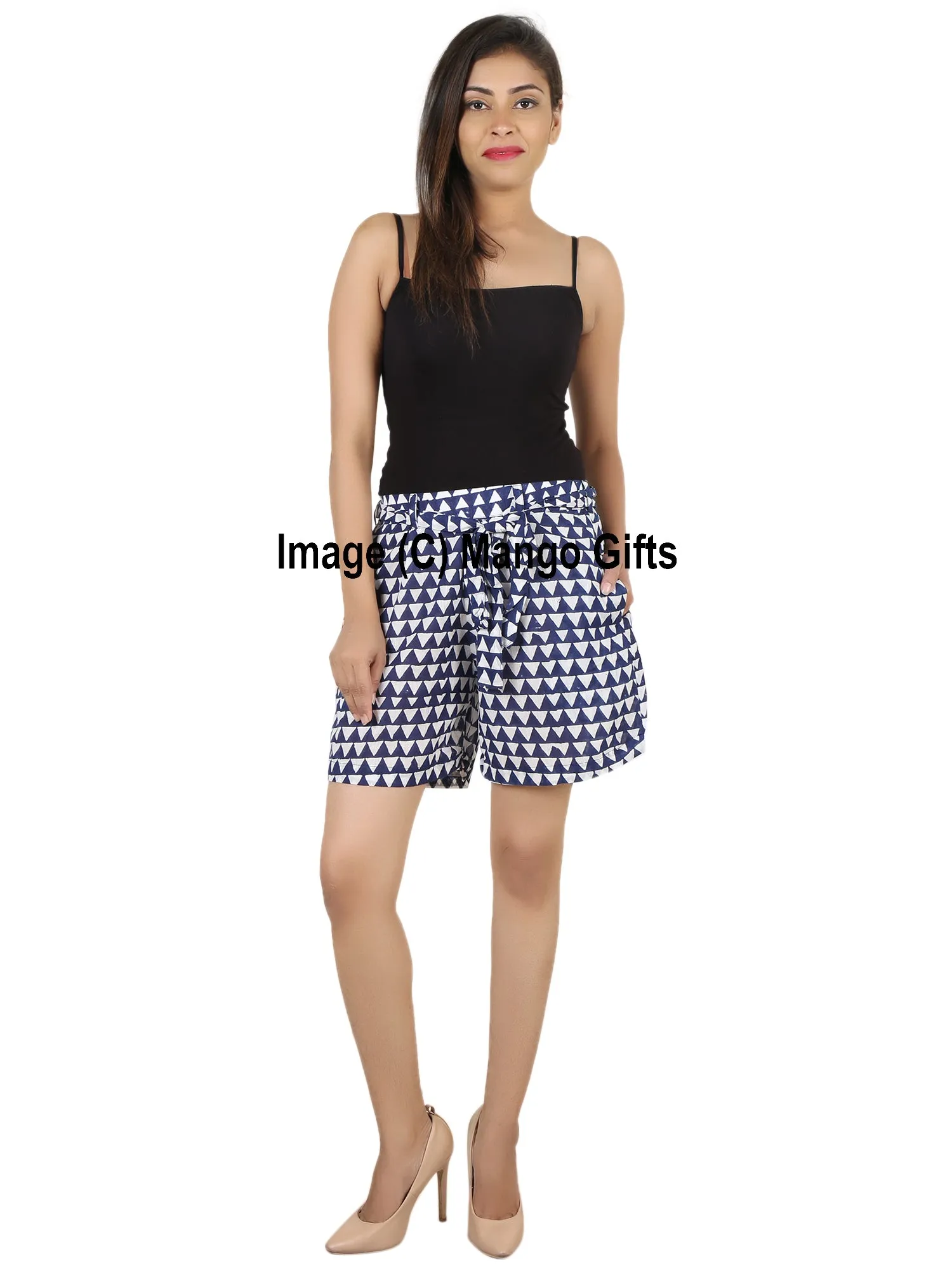 Women Hand Block Print Night Shorts Summer Shorts 100%Cotton Floral Printed Elastic Waist