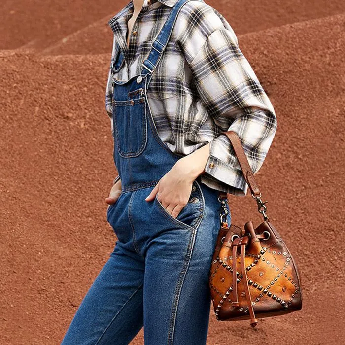 Womens Genuine Leather Bucket Bags Crossbody Bags On Sale For Women