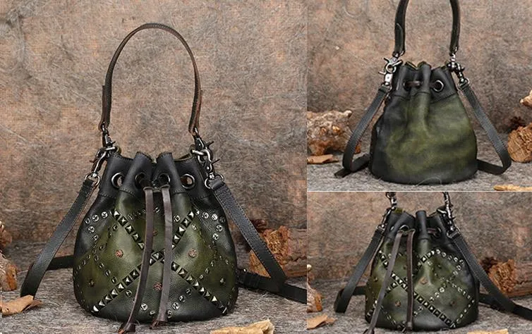 Womens Genuine Leather Bucket Bags Crossbody Bags On Sale For Women