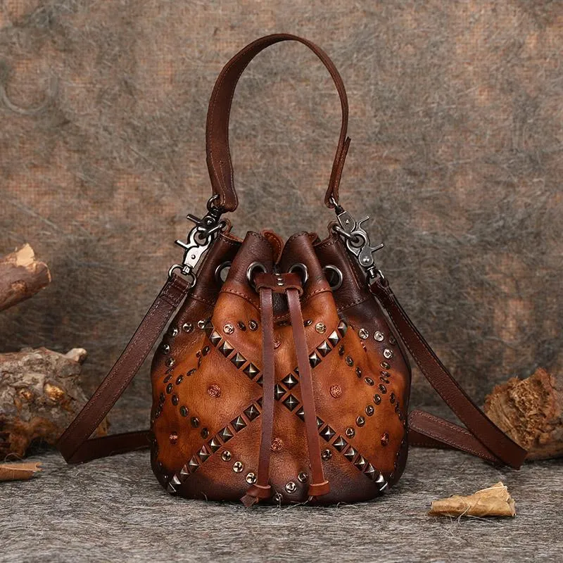 Womens Genuine Leather Bucket Bags Crossbody Bags On Sale For Women