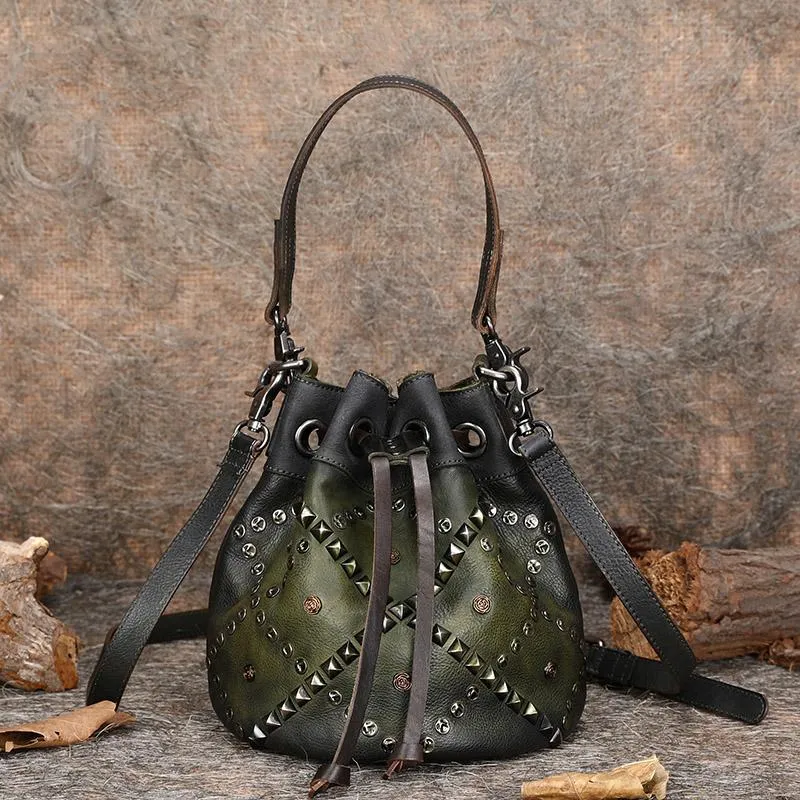 Womens Genuine Leather Bucket Bags Crossbody Bags On Sale For Women