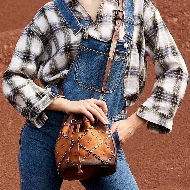 Womens Genuine Leather Bucket Bags Crossbody Bags On Sale For Women