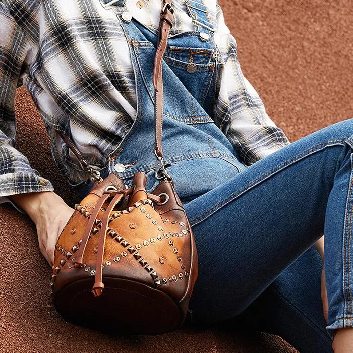 Womens Genuine Leather Bucket Bags Crossbody Bags On Sale For Women