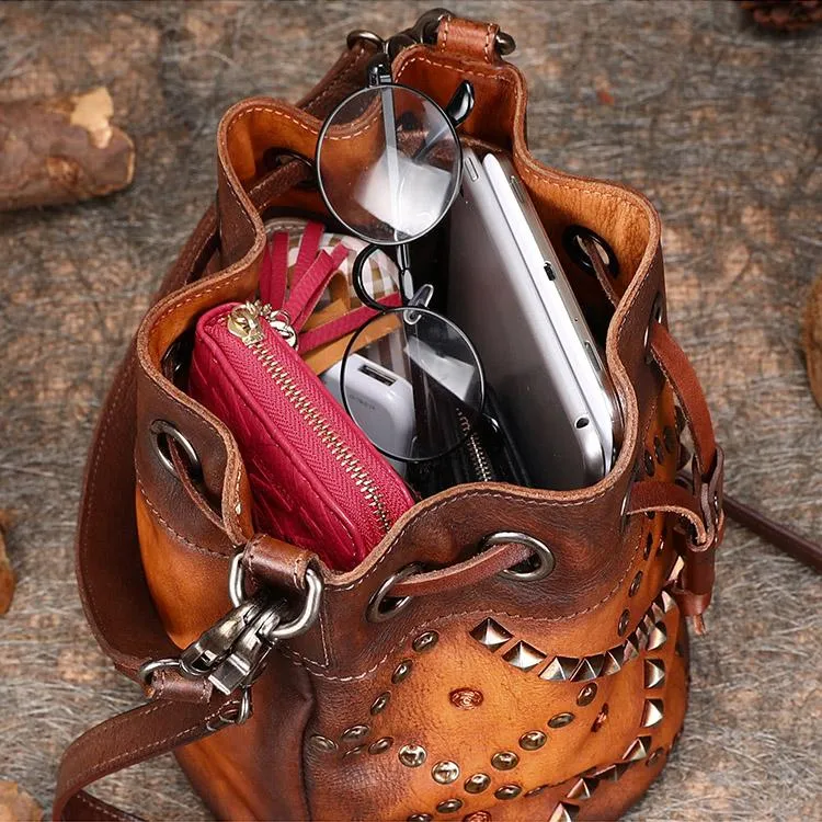 Womens Genuine Leather Bucket Bags Crossbody Bags On Sale For Women