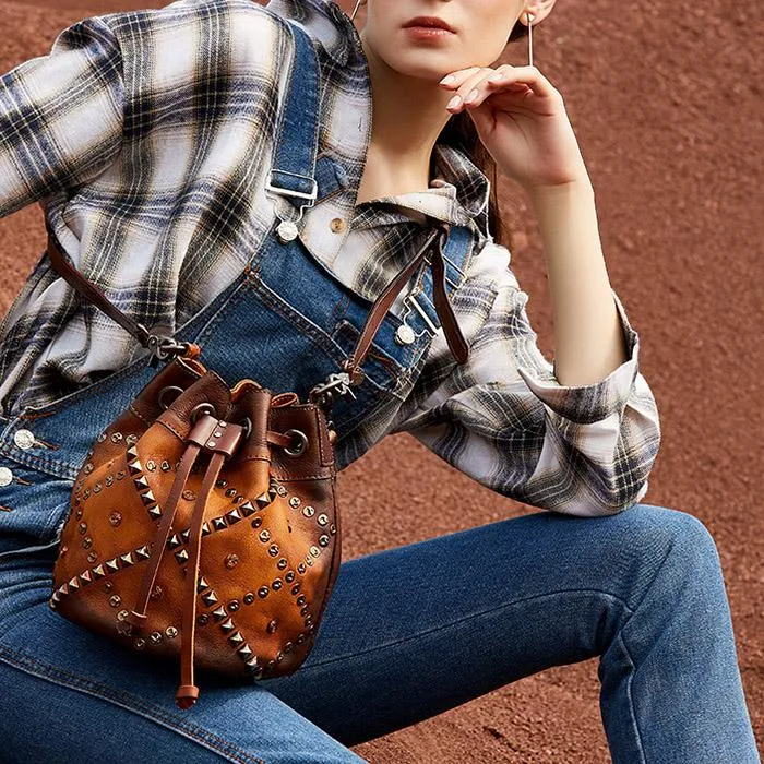 Womens Genuine Leather Bucket Bags Crossbody Bags On Sale For Women