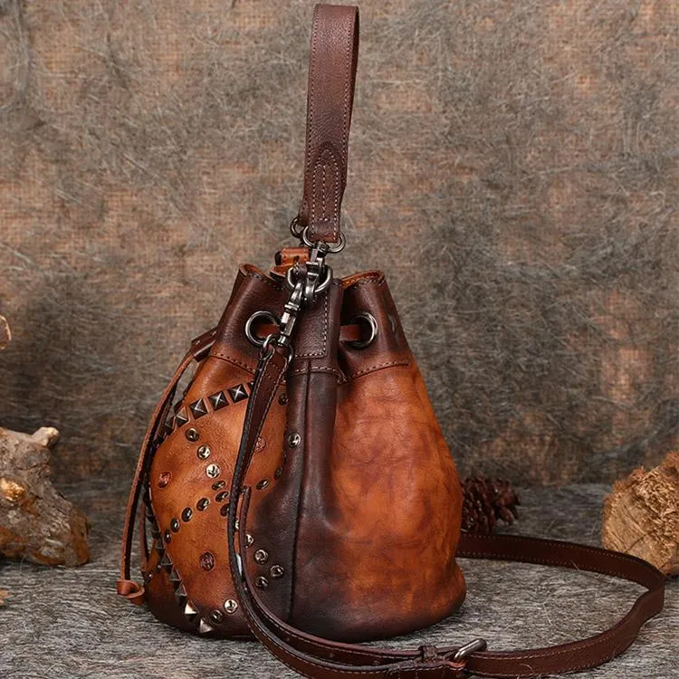 Womens Genuine Leather Bucket Bags Crossbody Bags On Sale For Women