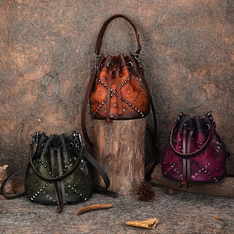Womens Genuine Leather Bucket Bags Crossbody Bags On Sale For Women