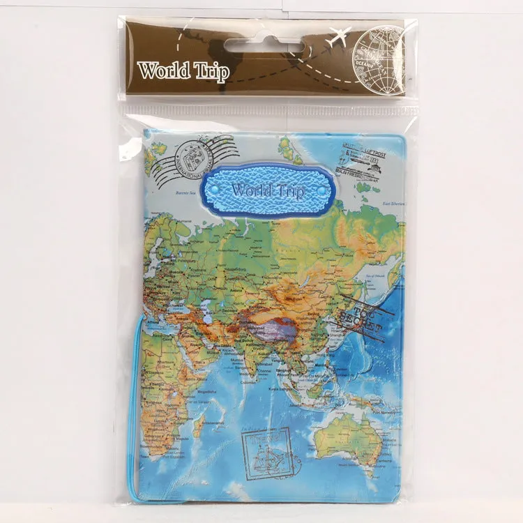 World map stereo passport holder