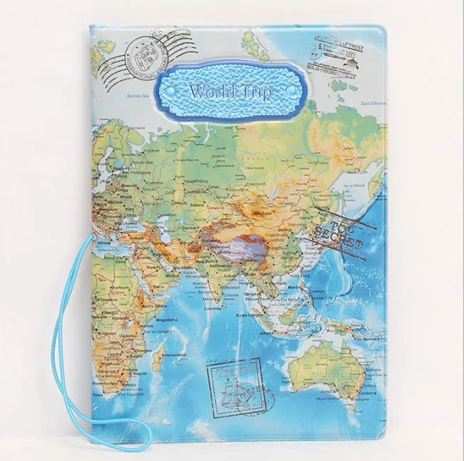 World map stereo passport holder